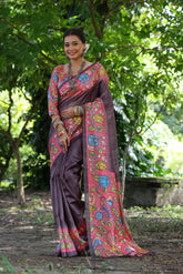 Beautifule Voilet Colour Soft Tussar Silk Saree - sareeswholesalers